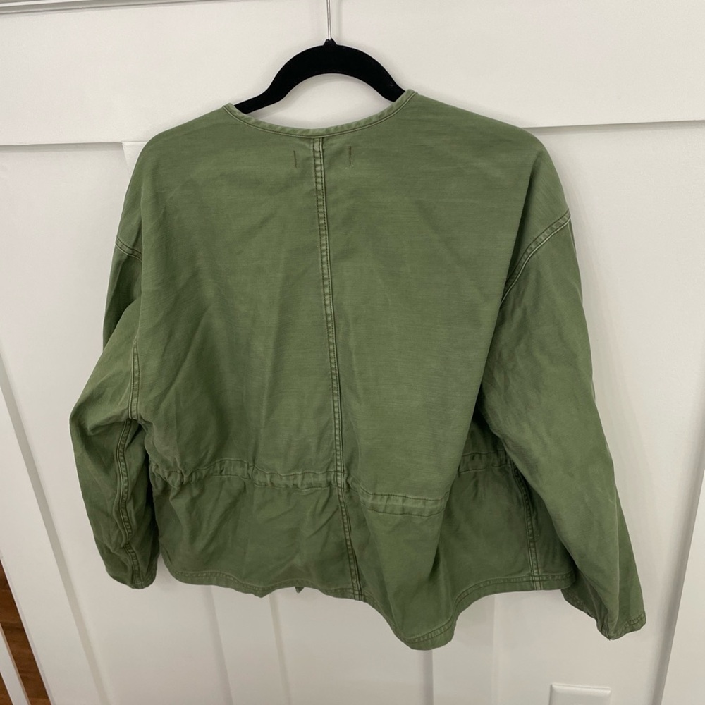 Women’s Madewell Army Green Button front Jacket-Large-cinch drawstring-Pockets - Picture 6 of 7